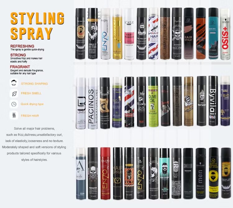 Spray coiffant cheveux forts