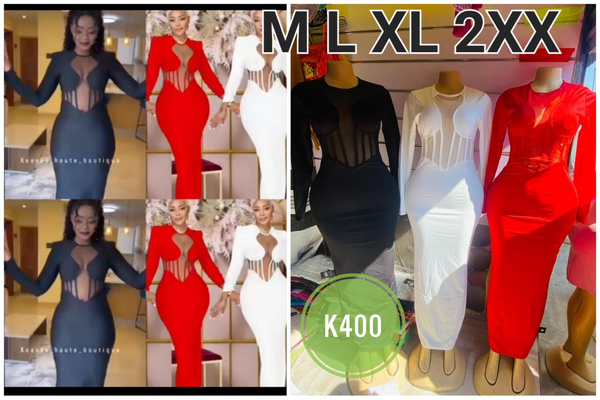 dress with transparent inserts