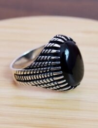 Natural Black Onyx Turkish Handmade Silver Men's Ring - Ottoman Style - Black Onyx Gemstone - Men's Jewelry - Turkish Stylish Ring for/men/ best quality