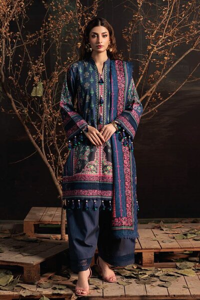 3 piece unstitched printed and embroidered