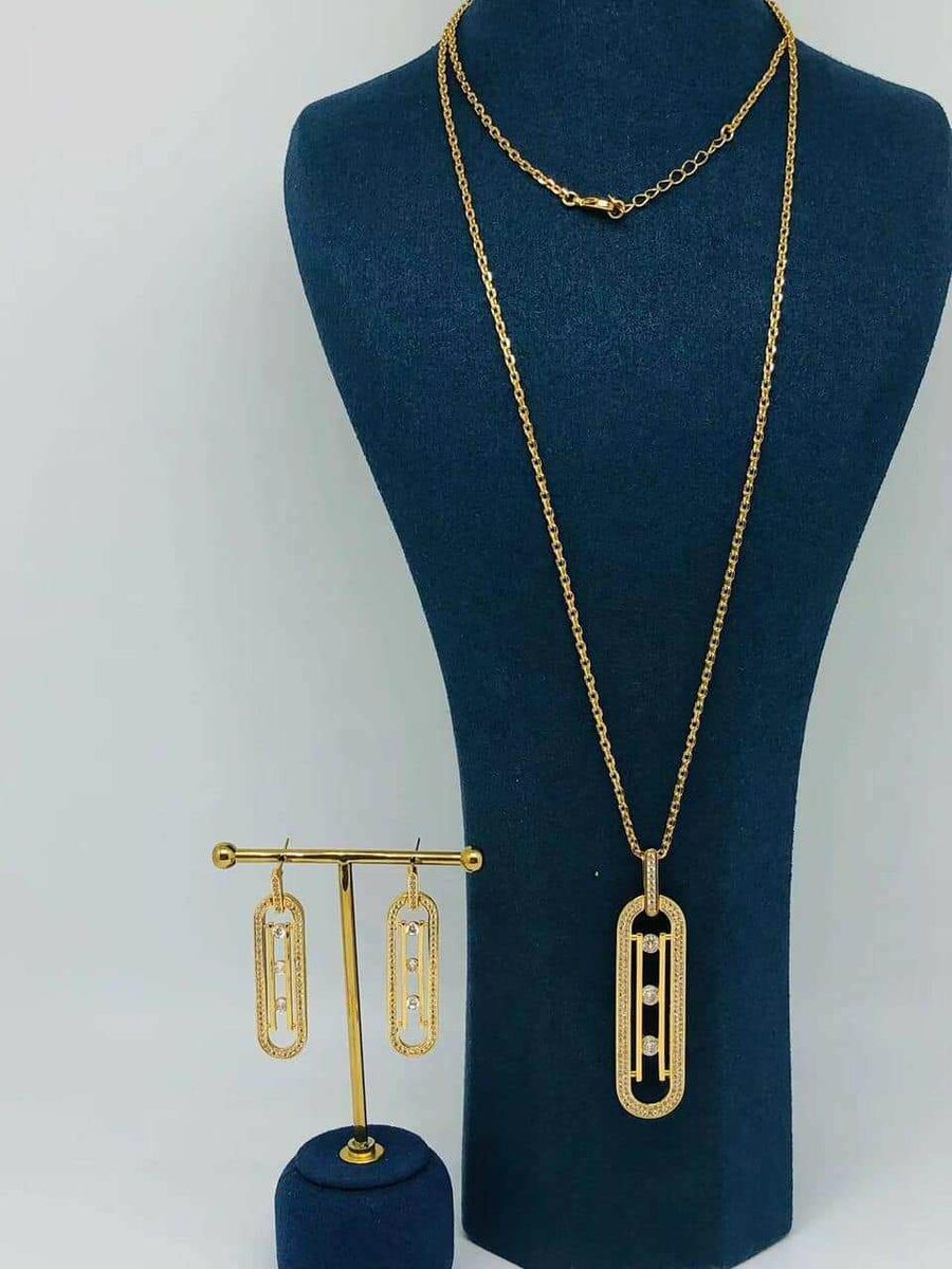 Sautoir plaqué or et boucles assorties