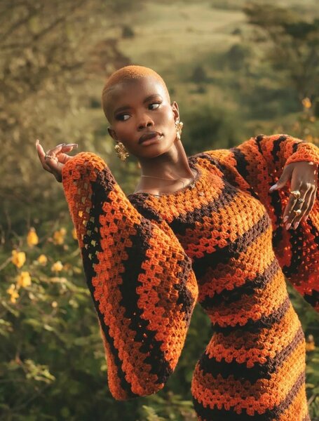 Robe en crochet rayée