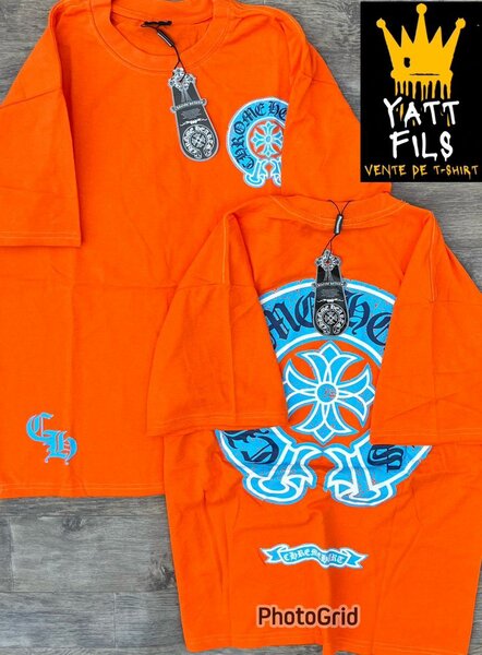 T-shirt orange graphique tendance