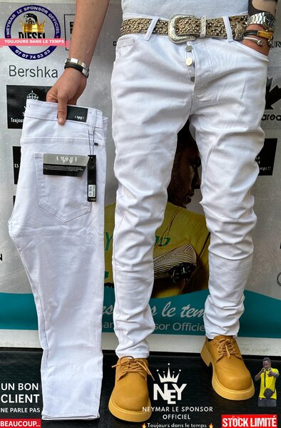 Jean slim blanc déchiré homme