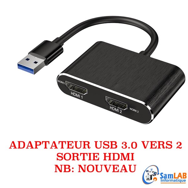 Adaptateur USB 3.0 vers 2 ports HDMI