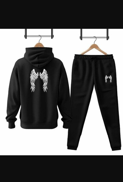Men's printed hoodie track suit