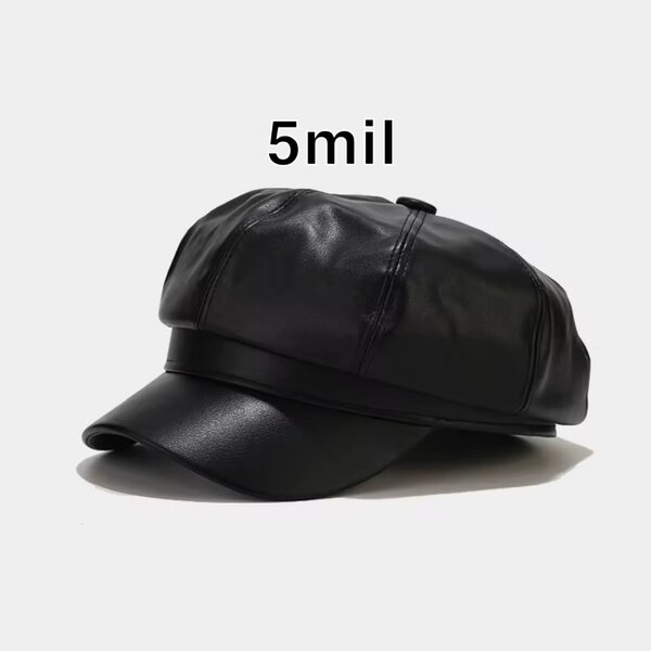 Casquette Gavroche Cuir Noir