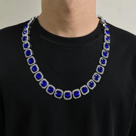 Collier homme strass coloré
