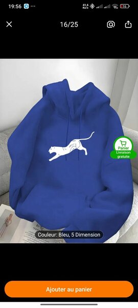 Sweat à Capuche Bleu