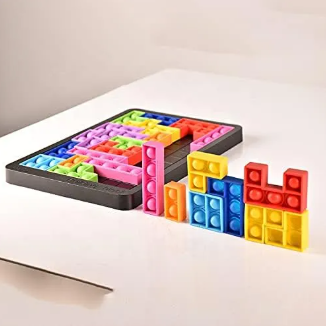 Interactive Building Block Jigsaw Sensory Push Pop Toy - Fun Stress Relief Pack for Education and Learning