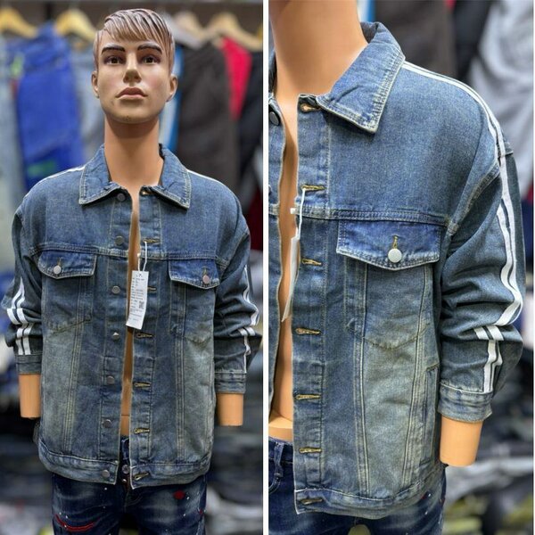 Veste en jean à rayures