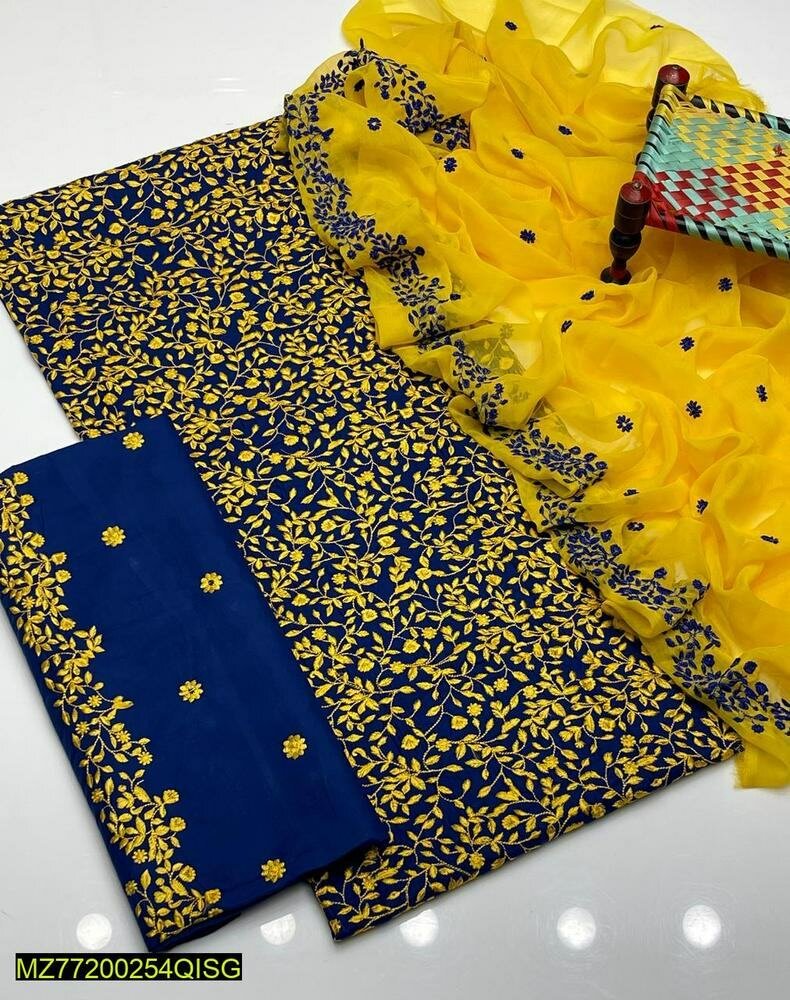 Loan embroidered dress unstich 3 piece