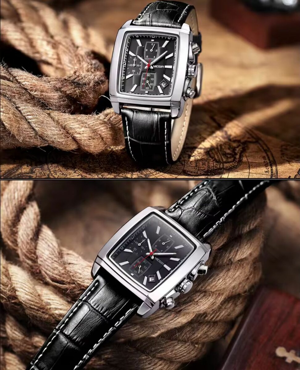 Montre Chronographe Carrée Élégante