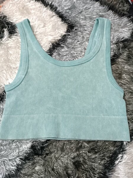 Débardeur côtelé vert femme