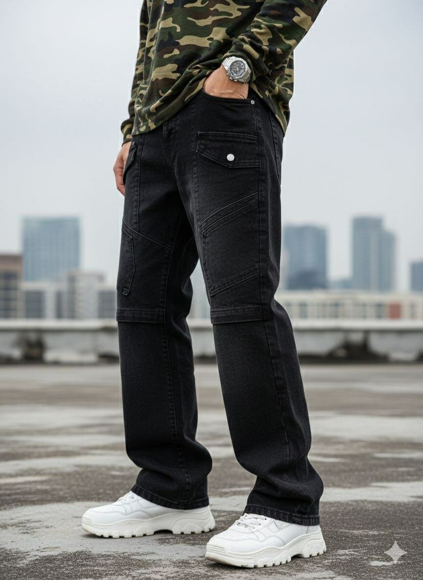 Jeans noirs décontractés homme