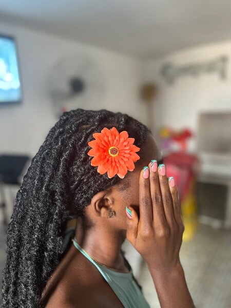 Épingle à cheveux fleur orange