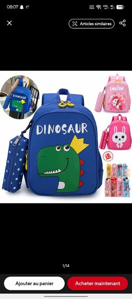 Sac à dos enfant dinosaure