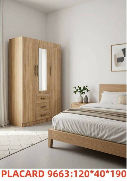 Armoire en bois avec miroir