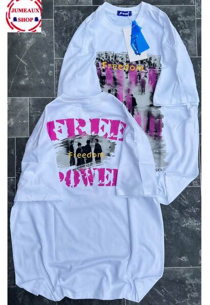 T-shirt blanc imprimé Freedom