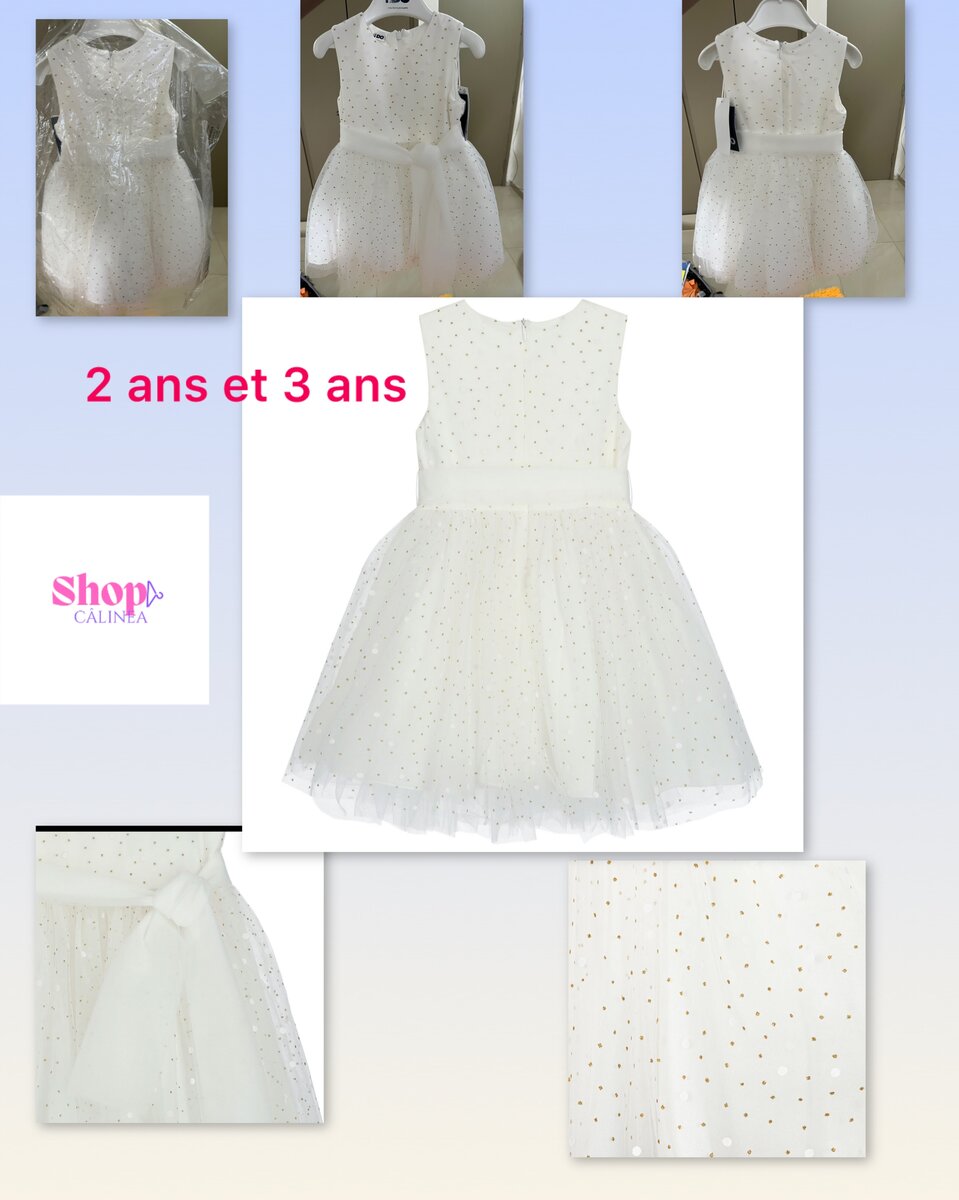 Robe blanche enfant pailletée