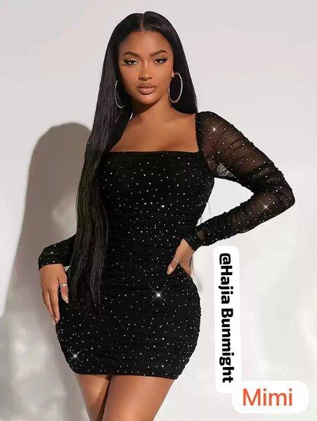 Robe Glamour Noire Strass