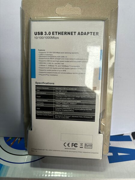 ADAPTATEUR USB 3. Réseau RJ45