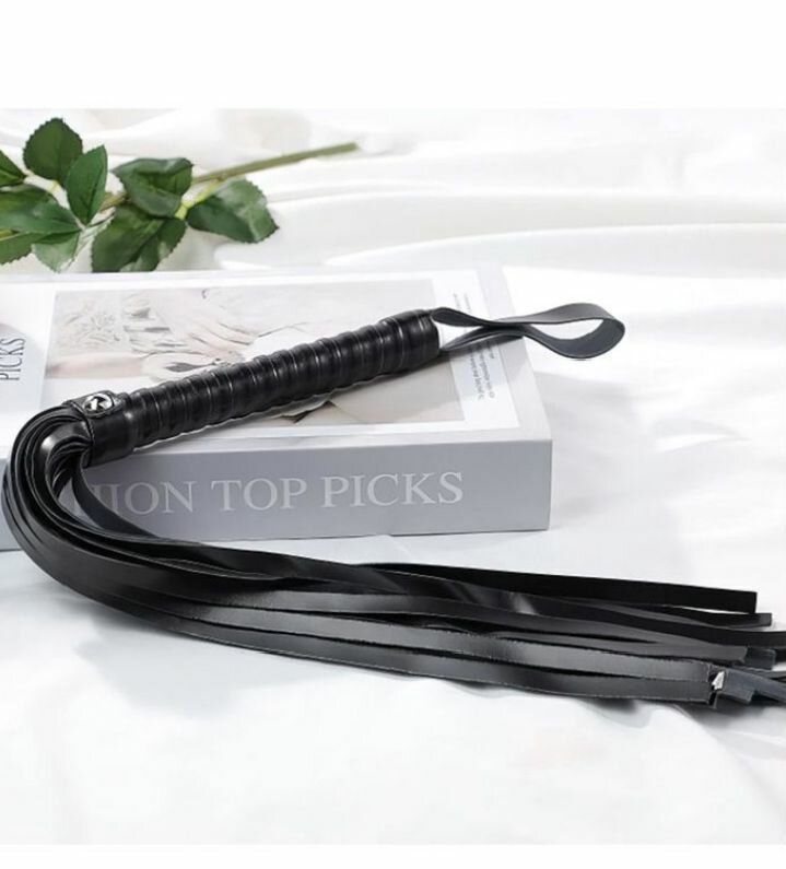 Fouet BDSM en Cuir Noir