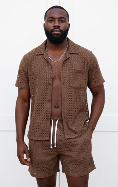 Ensemble short en maille homme