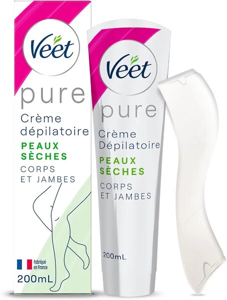 Veet Pure Crème Dépilatoire Peaux Sèches 200ml