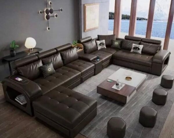 Canapé d'angle en cuir luxueux
