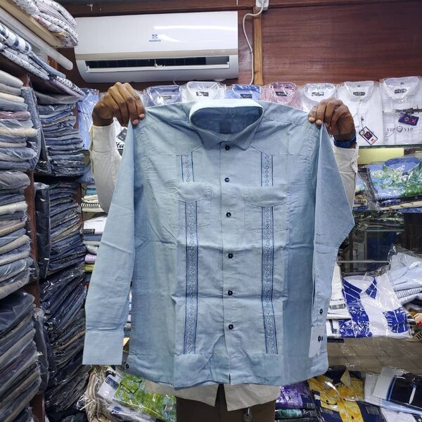 Chemise en lin bleu pour hommes