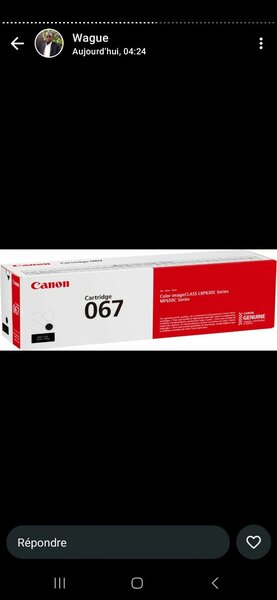 Cartouche d'encre canon 067 noire