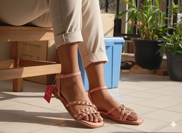 Sandales plates à clous