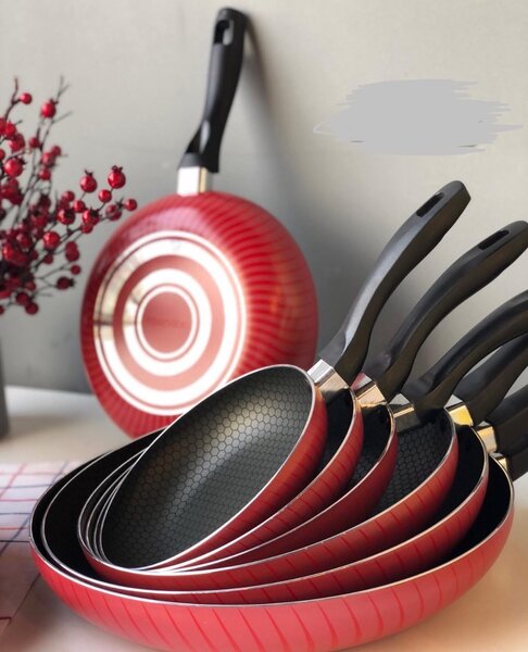 Poêle à frire antiadhésive rouge