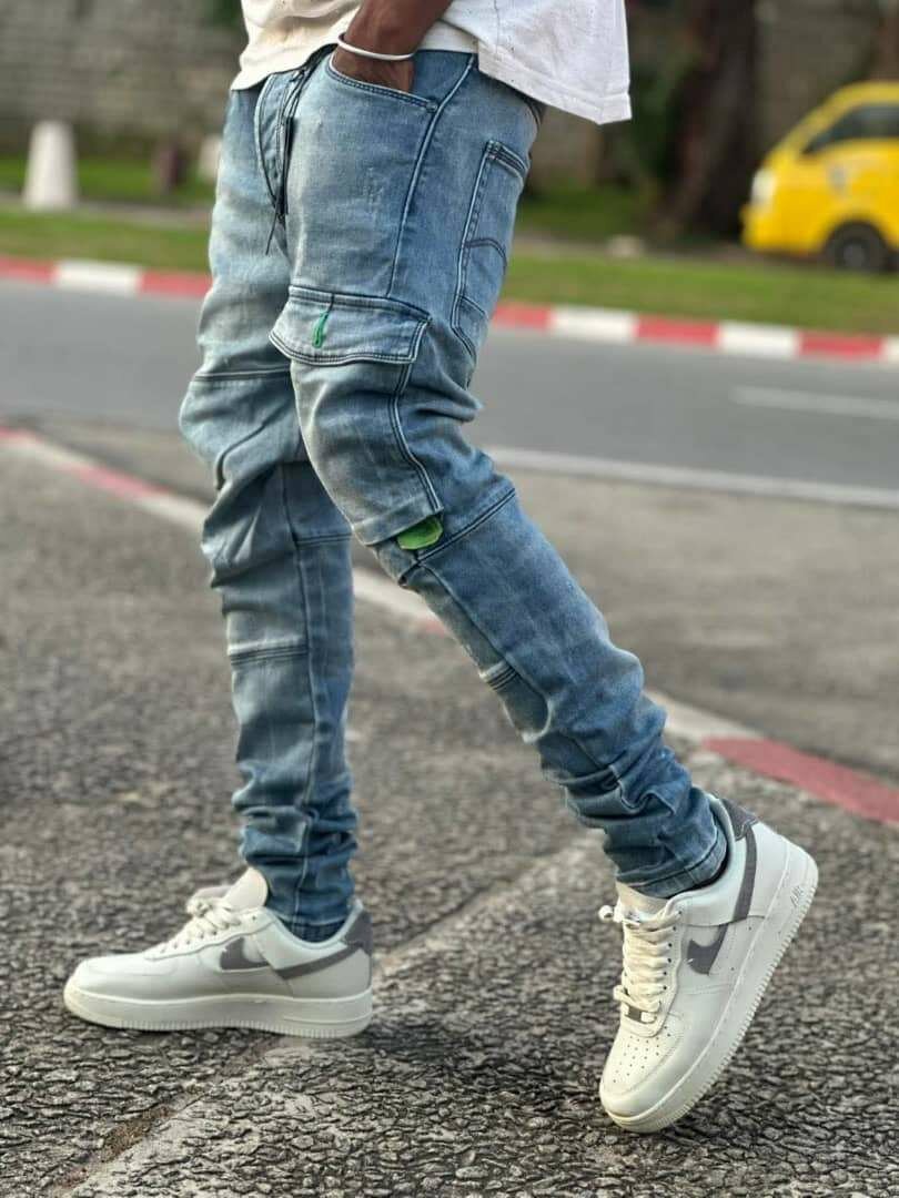 Jeans cargo slim pour homme