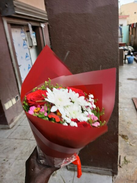 Bouquet de fleurs rouges et blanches