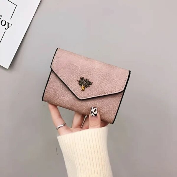 Women's Leaf Accent Mini Wallet  Stylish Small Coin Purse w