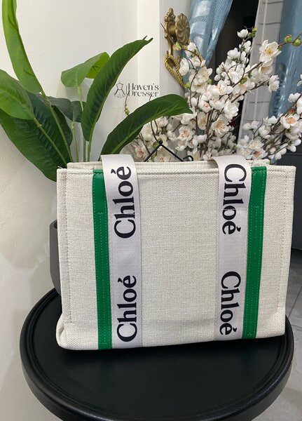 Chloe green and white bag