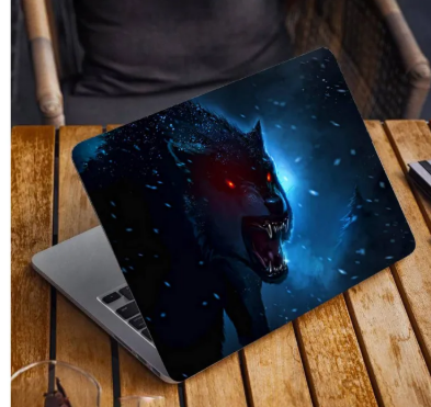 Black Wolf Laptop Back Skin Vinyl Stickers Decal for 13 14 15 15.6 inches Laptop