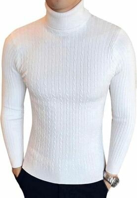 Pull à col roulé blanc