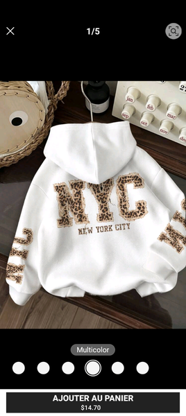 Hoodie NYC Léopard Femme