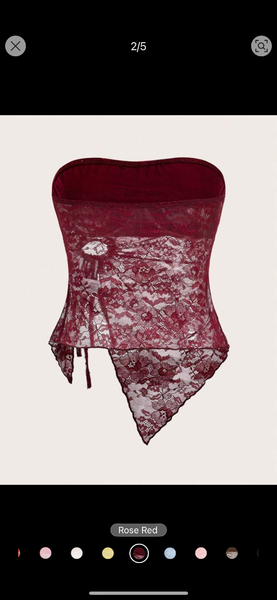 Sweet tie front lace tube top