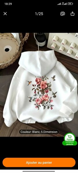 Sweatshirt à capuche imprimé floral