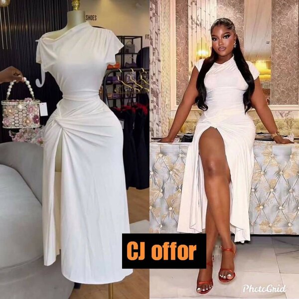 Robe blanche fendue élégante