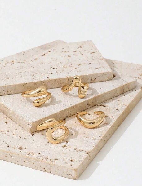 Lot de 4 bagues dorées, femme