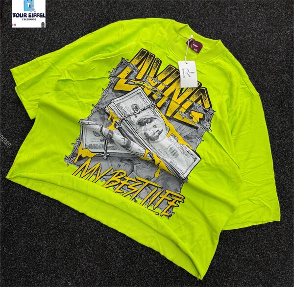 T-shirt graphique vert fluo