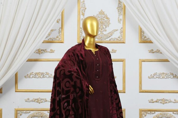 Velvet Shawl Suit Amsha By KFH