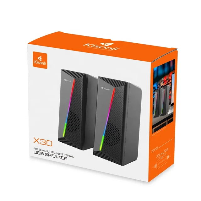 Kisonli X30 RGB Desktop Speaker - Super Bass Wired Gaming