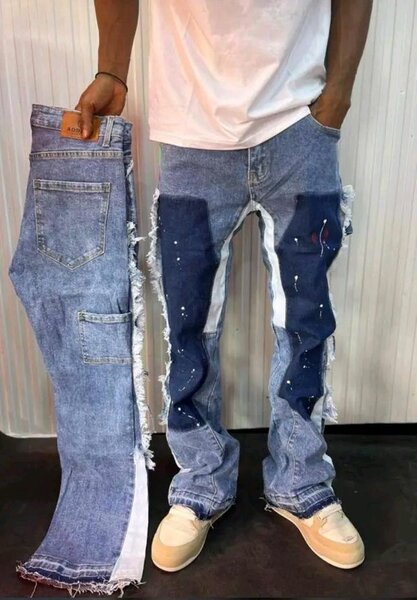 Jeans Patchwork Homme Tendance