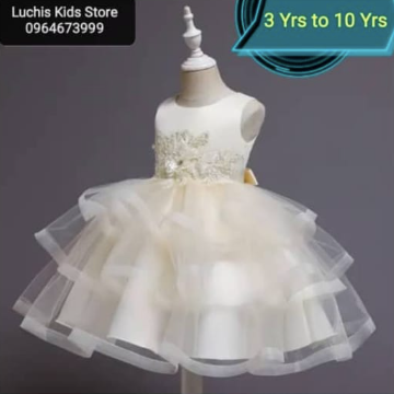 Girls' Beige Ball Gown